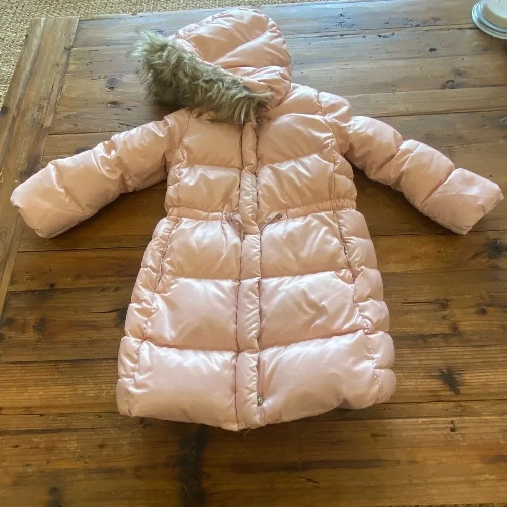 Gap Winter Bubble Coat Pink w Detachable Fur Hood Size 5